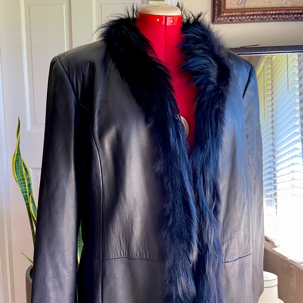 Lamb skin and fox fur coat